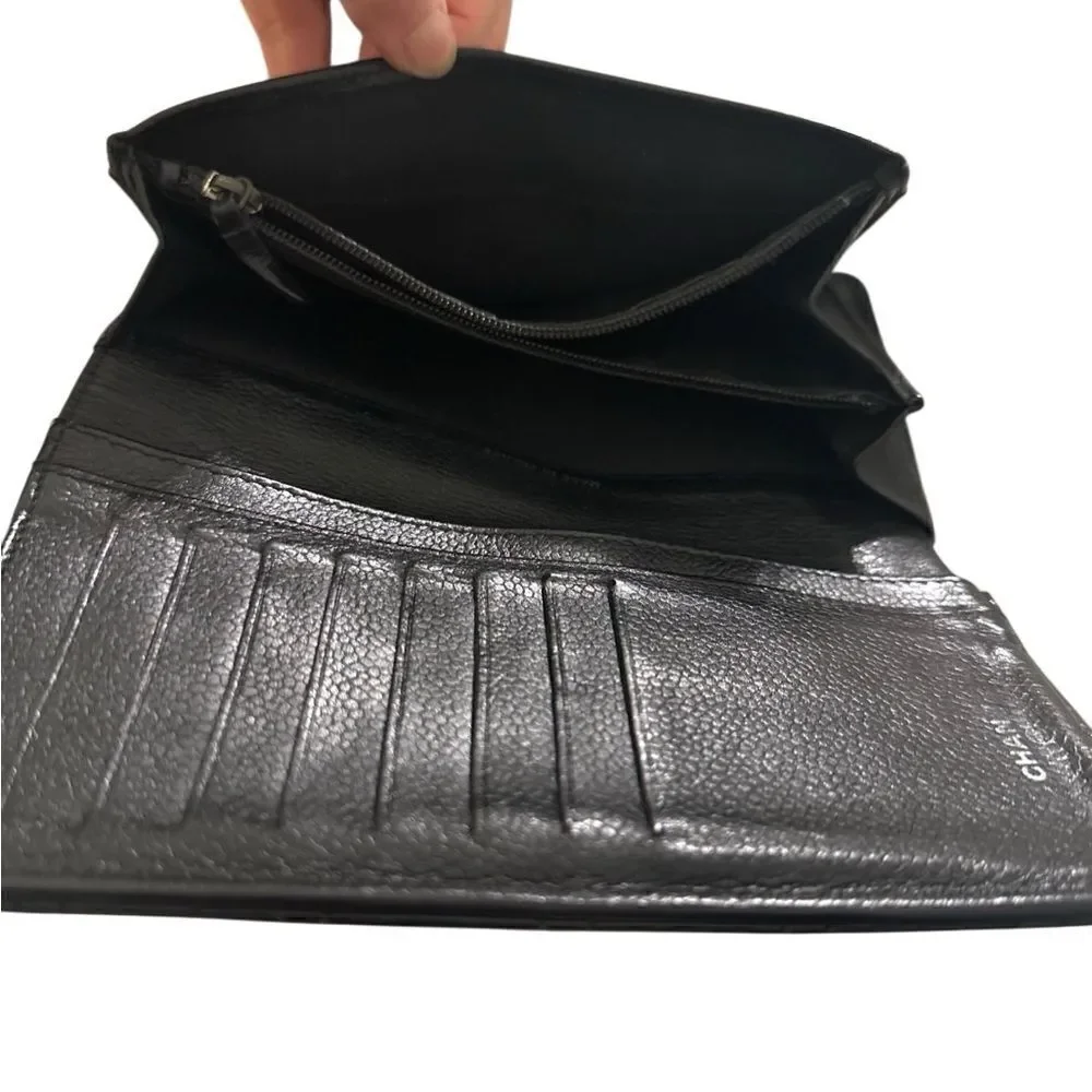 Chanel quilted black leather wallet